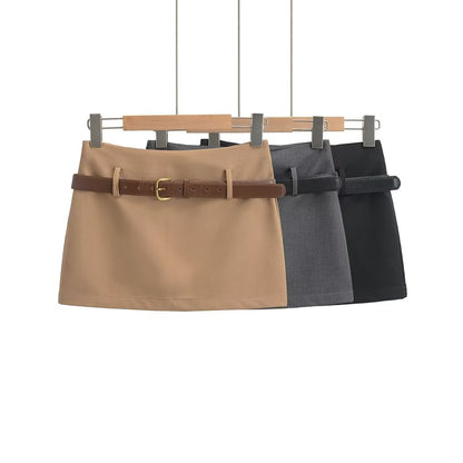 Low Rise Mini Pencil Skirt with Belt