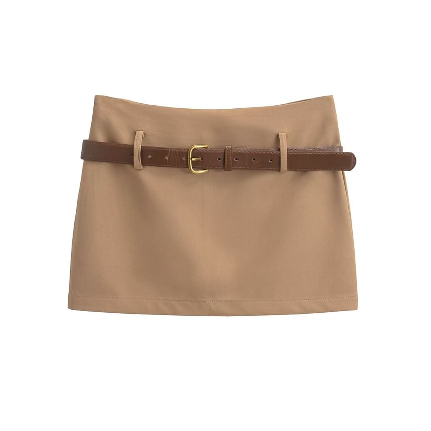 Low Rise Mini Pencil Skirt with Belt