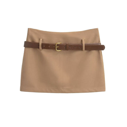 Low Rise Mini Pencil Skirt with Belt