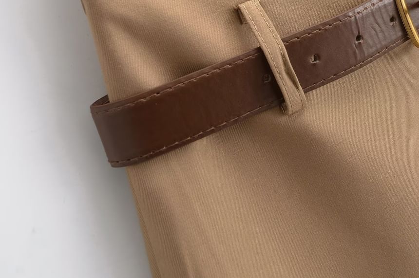 Low Rise Mini Pencil Skirt with Belt