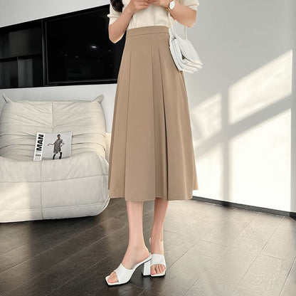 Accordion Pleat Midi A-Line Skirt