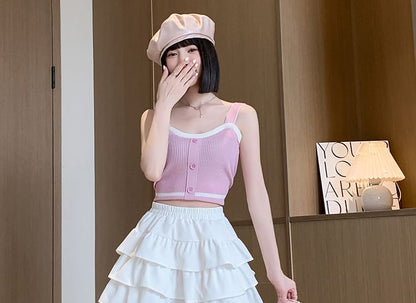 Elastic Waist Tiered Mini Skirt