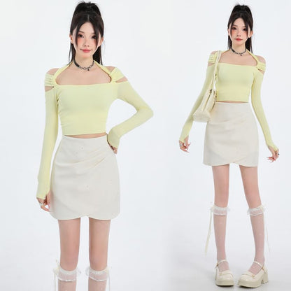Glitter Ruched Mini Skirt