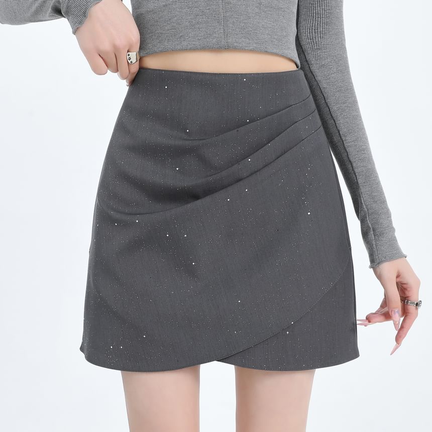 Glitter Ruched Mini Skirt