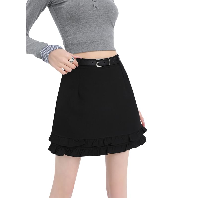 Ruffled Mini A-Line Skirt