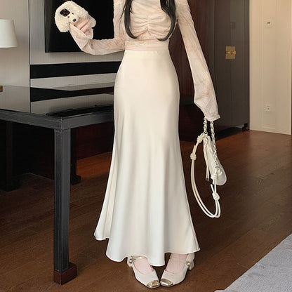 Satin Fishtail Maxi Skirt