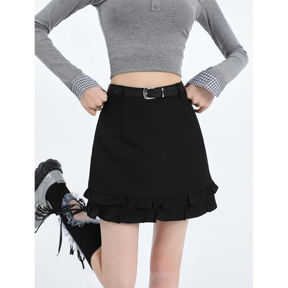 Frill Trim Mini A-Line Skirt