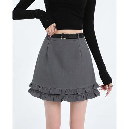 Frill Trim Mini A-Line Skirt