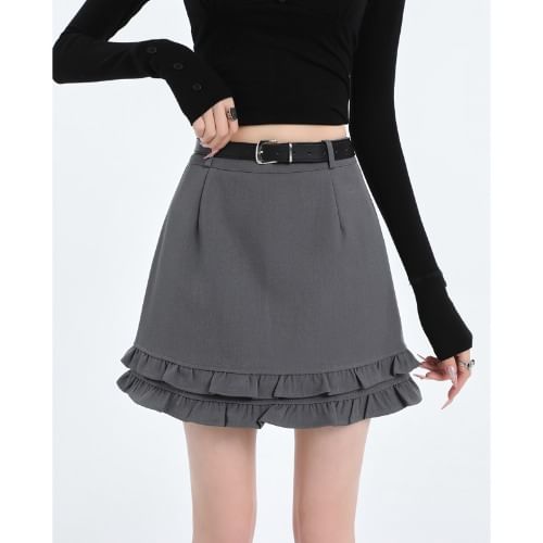 Frill Trim Mini A-Line Skirt