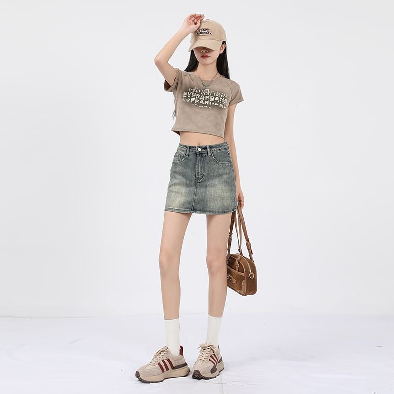 Denim Mini Skirt Mid Waist