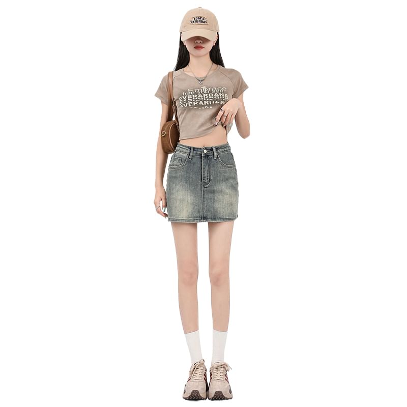 Denim Mini Skirt Mid Waist