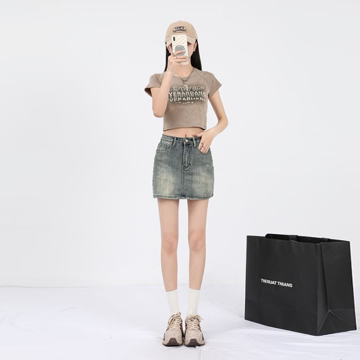 Denim Mini Skirt Mid Waist