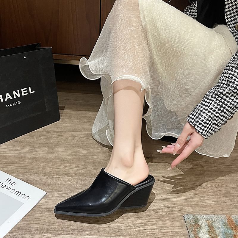 Pointed Wedge Mules