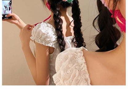 Knit Scarf Floral Head Triangle