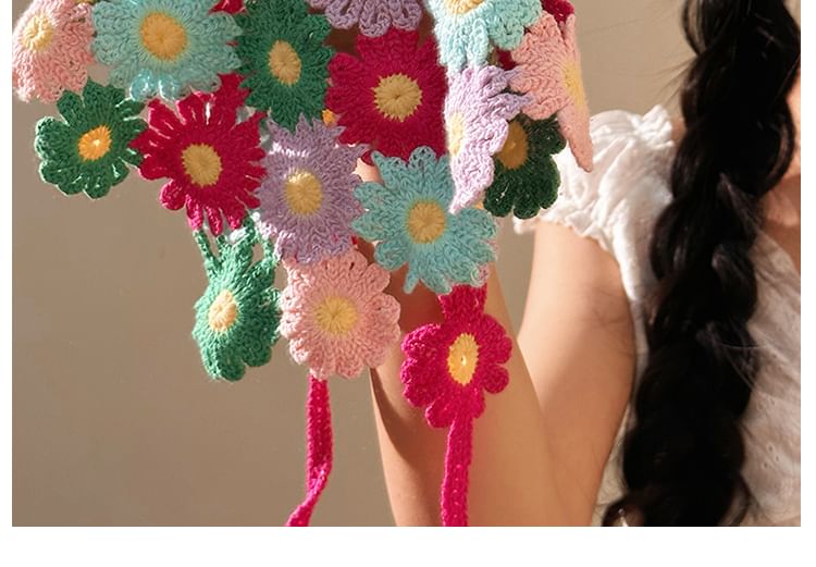 Knit Scarf Floral Head Triangle