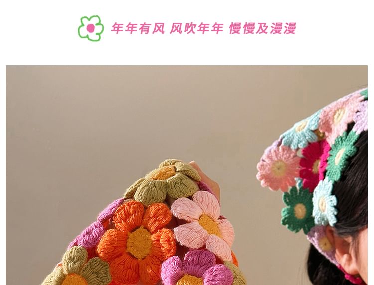 Knit Scarf Floral Head Triangle