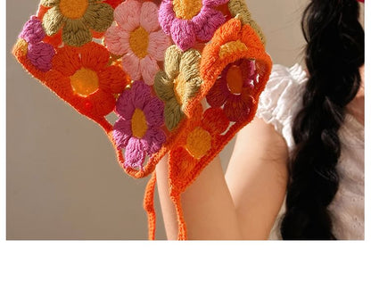 Knit Scarf Floral Head Triangle