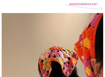 Knit Scarf Floral Head Triangle