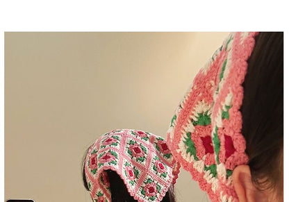 Scarf Triangle Floral Knit Plaid Head