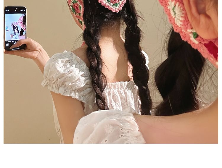 Scarf Triangle Floral Knit Plaid Head