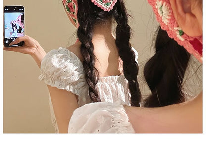 Scarf Triangle Floral Knit Plaid Head