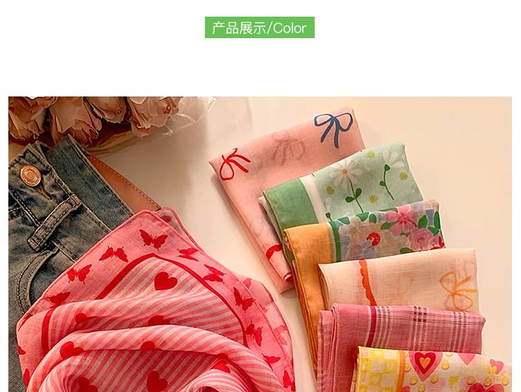 Print Scarf Head Linen Designs) Cotton (Various