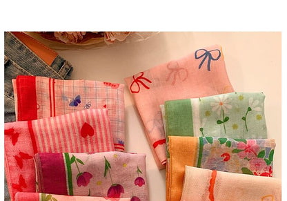 Print Scarf Head Linen Designs) Cotton (Various