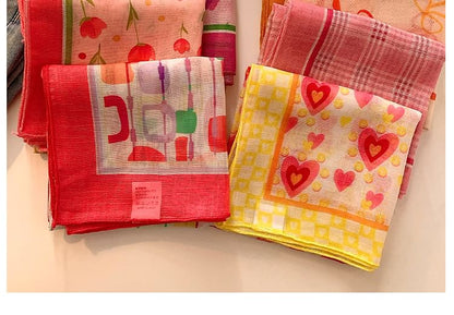 Print Scarf Head Linen Designs) Cotton (Various