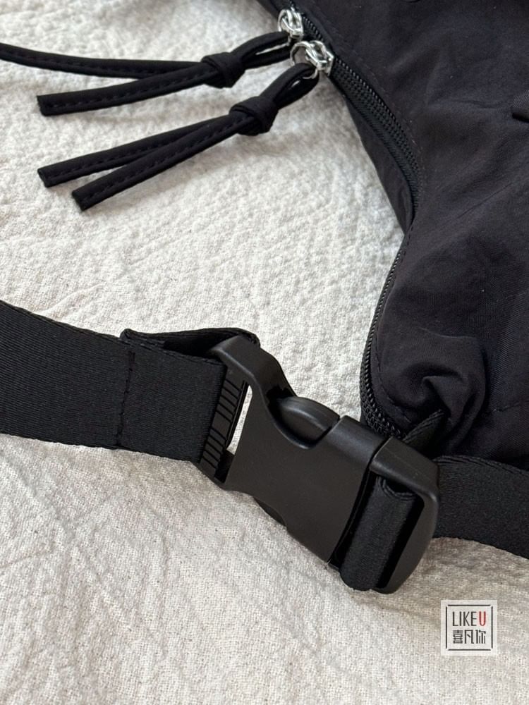 Drawstring Plain Zip Shoulder Bag