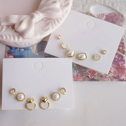 Earring Stud Pearl Faux Set