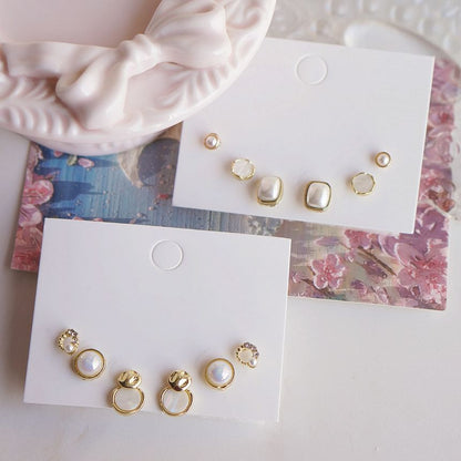 Earring Stud Pearl Faux Set