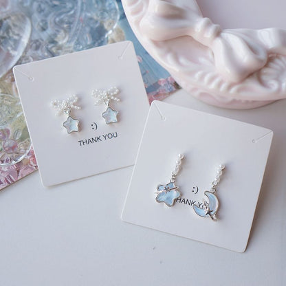 Star Earring Pearl Dangle Faux