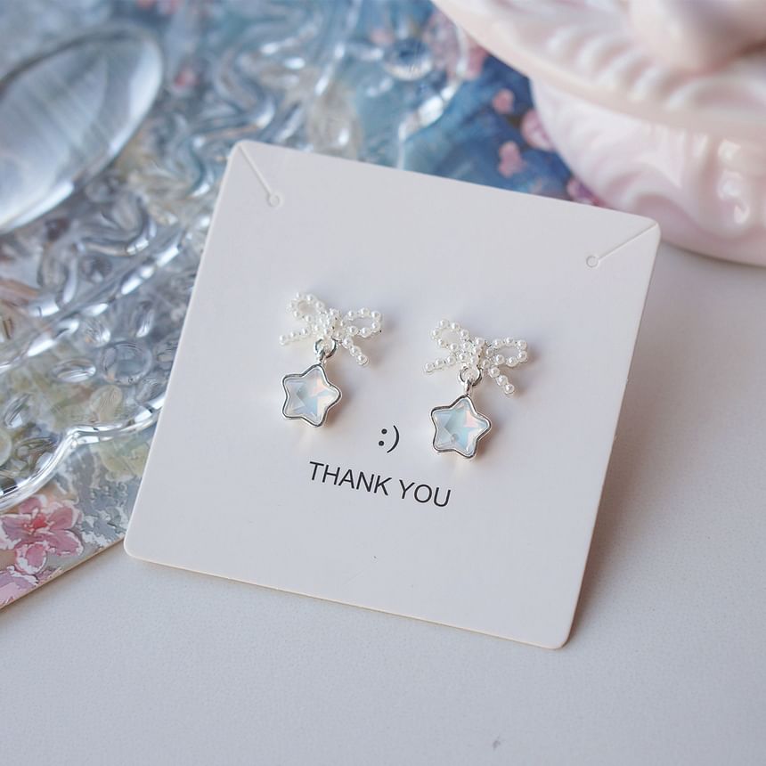 Star Earring Pearl Dangle Faux