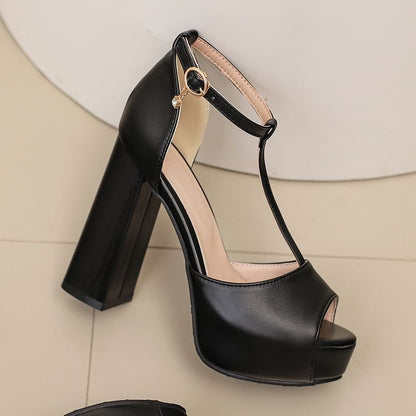 Chunky Heel Platform Two Tone Sandals