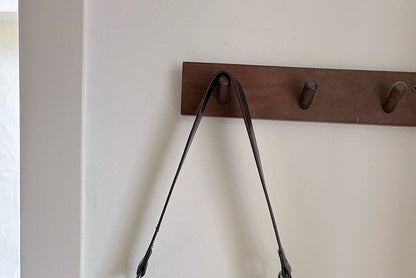 Plain Faux Leather Buckled Shoulder Bag