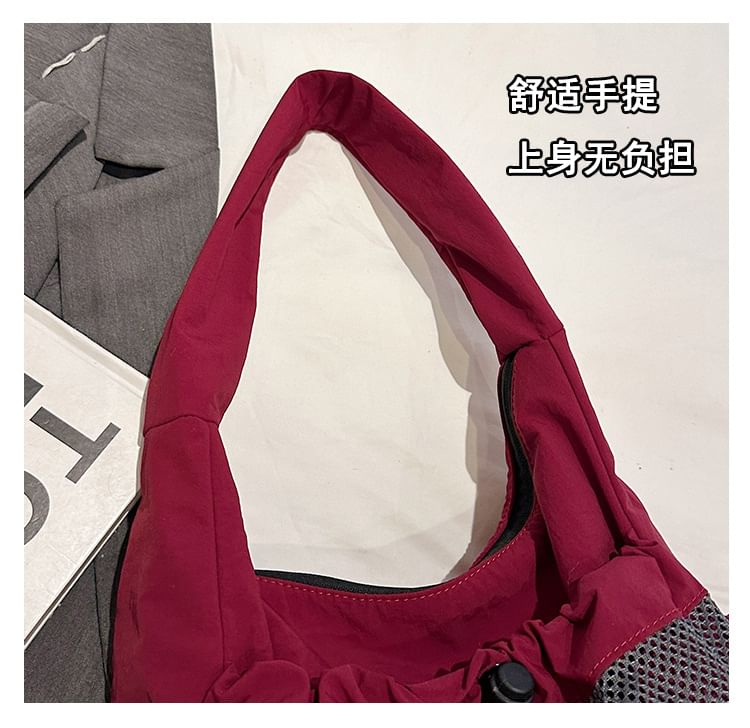 Drawstring Panel Mesh Shoulder Bag