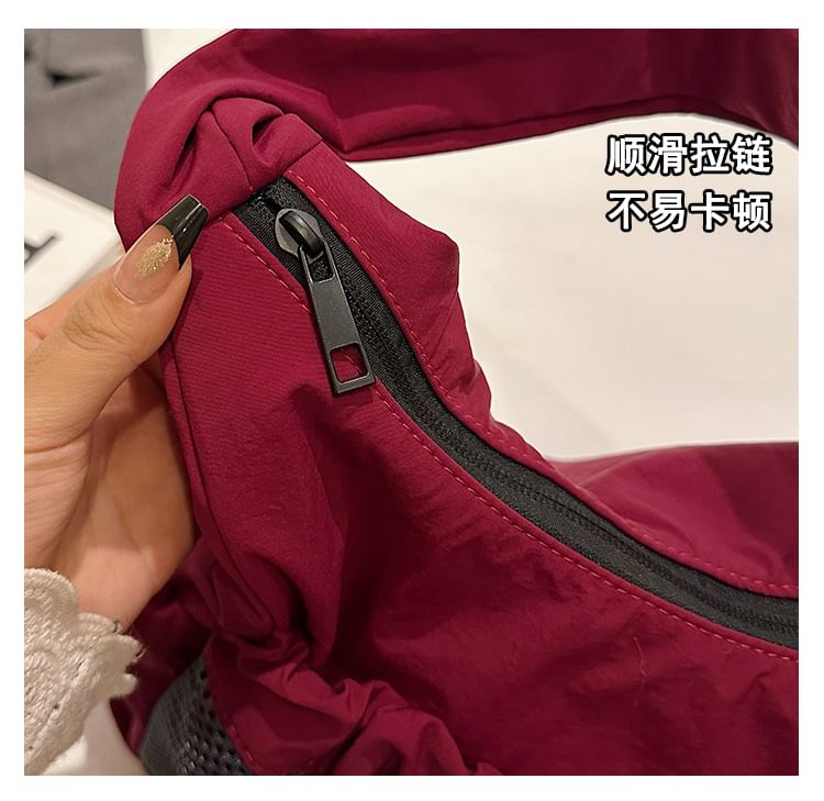Drawstring Panel Mesh Shoulder Bag