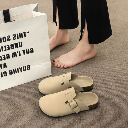 Platform Plain Buckled Mules