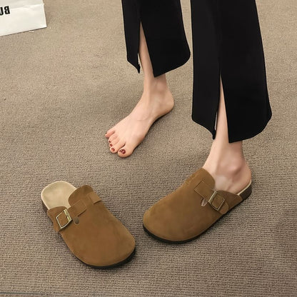 Platform Plain Buckled Mules