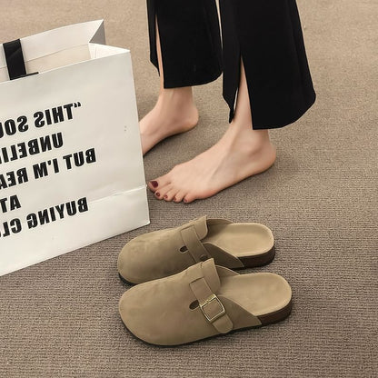 Platform Plain Buckled Mules