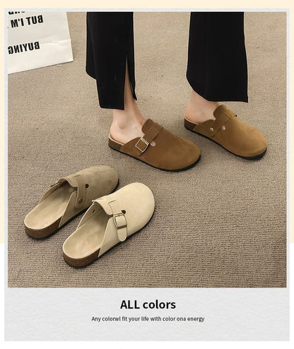 Platform Plain Buckled Mules