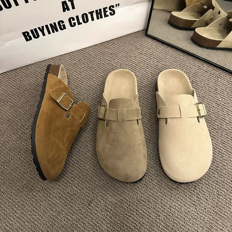 Platform Plain Buckled Mules