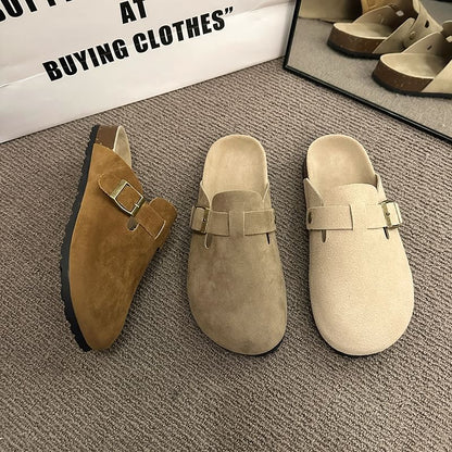 Platform Plain Buckled Mules