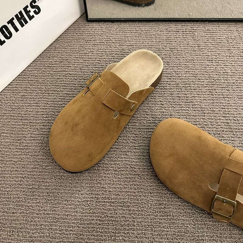 Platform Plain Buckled Mules