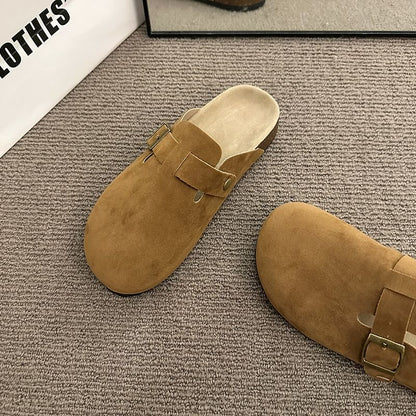 Platform Plain Buckled Mules