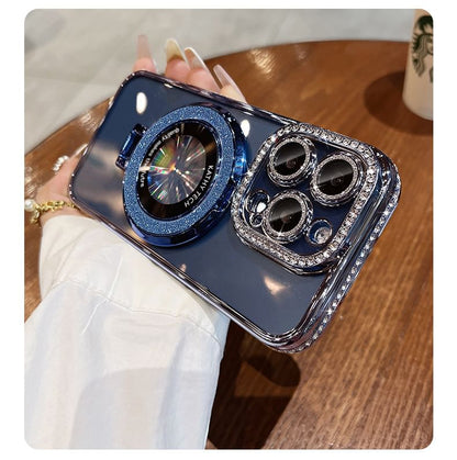 Phone Transparent Case MagSafe) with Magnetic Stand (Compatible Rhinestone