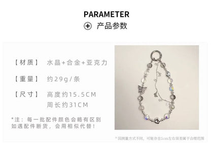 Butterfly Phone Strap Faux Pearl Crystal