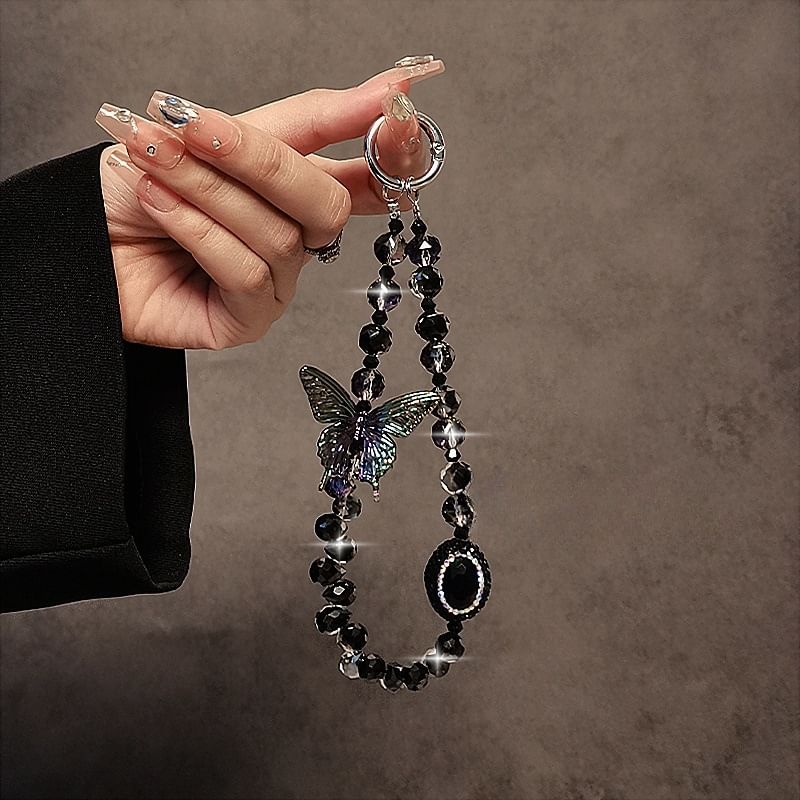 Crystal Butterfly Faux Strap Phone