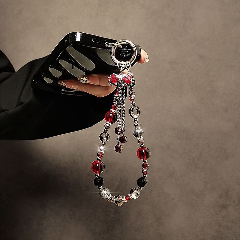 Crystal Faux Phone Strap Bow
