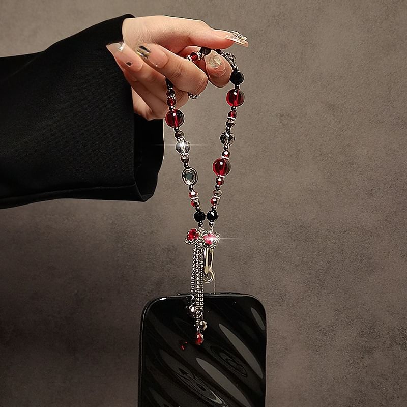 Crystal Faux Phone Strap Bow